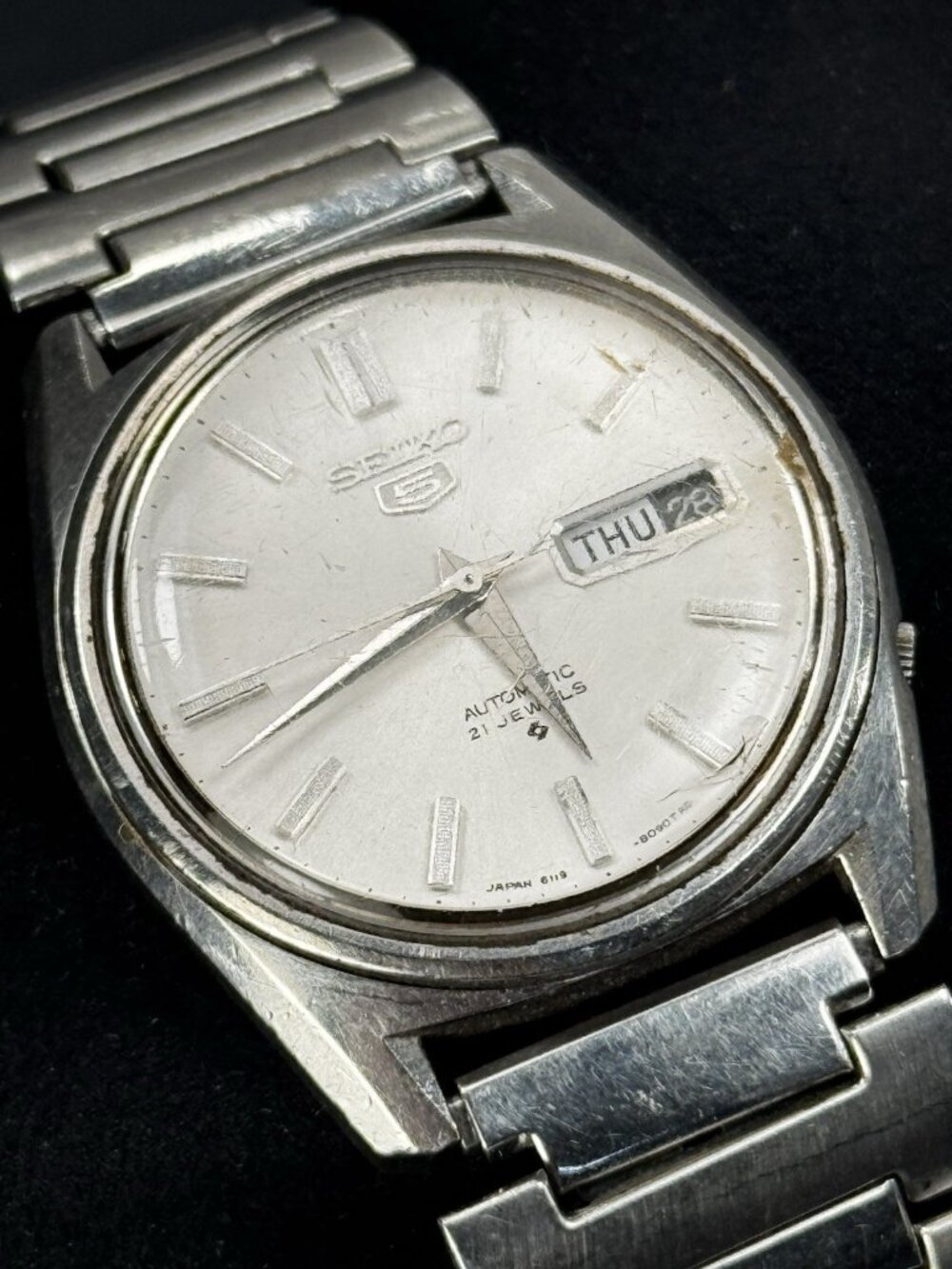 Seiko 5 6119-8083 Automatic 21 Jewel Day Date Mens Watch Speidel USA